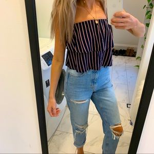 Garage Strapless Flowy Top